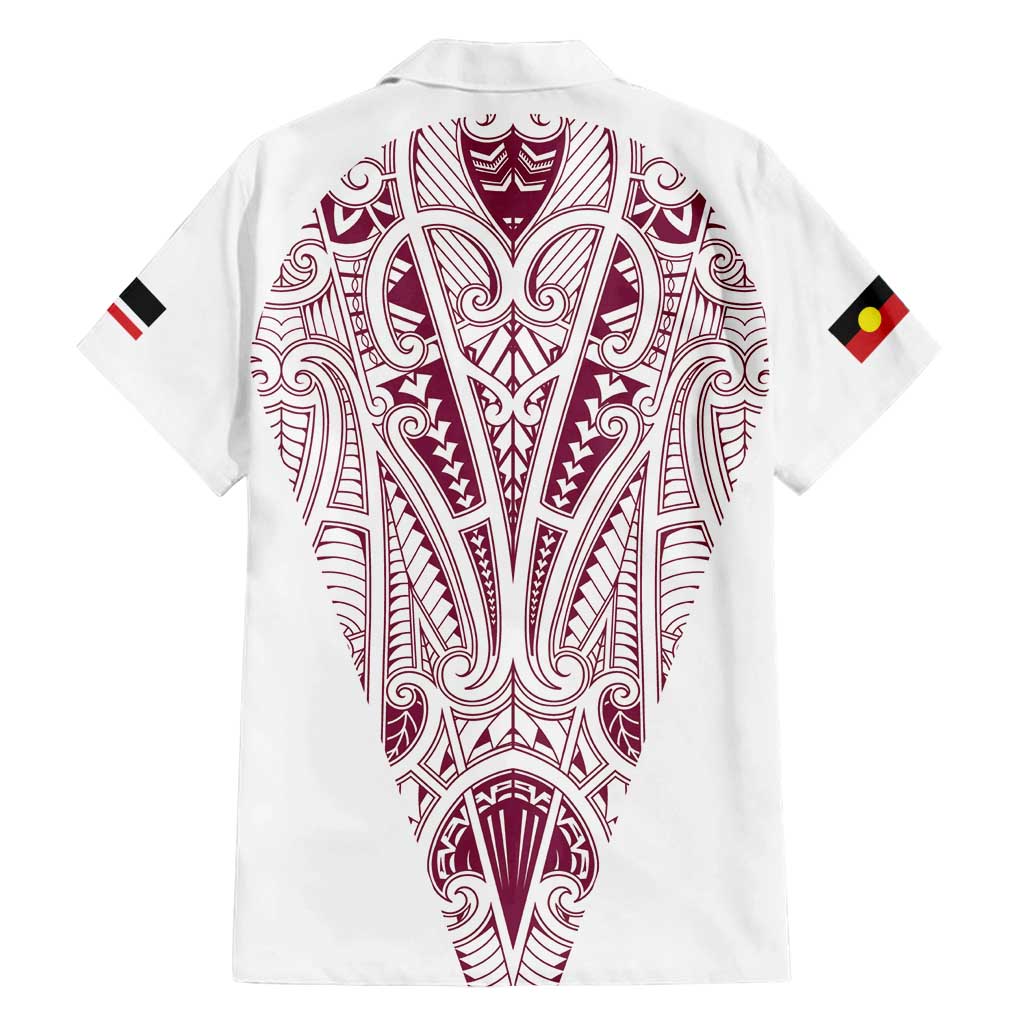 Queensland Maori Rugby Nga Hau e Wha Family Matching Summer Maxi Dress and Hawaiian Shirt White Motif LT9 - Polynesian Pride