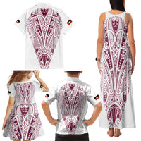 Queensland Maori Rugby Nga Hau e Wha Family Matching Tank Maxi Dress and Hawaiian Shirt White Motif LT9 - Polynesian Pride