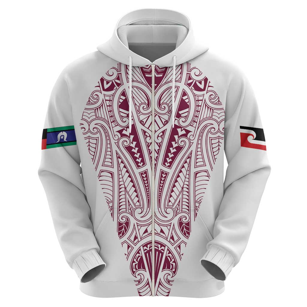 Queensland Maori Rugby Nga Hau e Wha Hoodie White Motif LT9 - Polynesian Pride