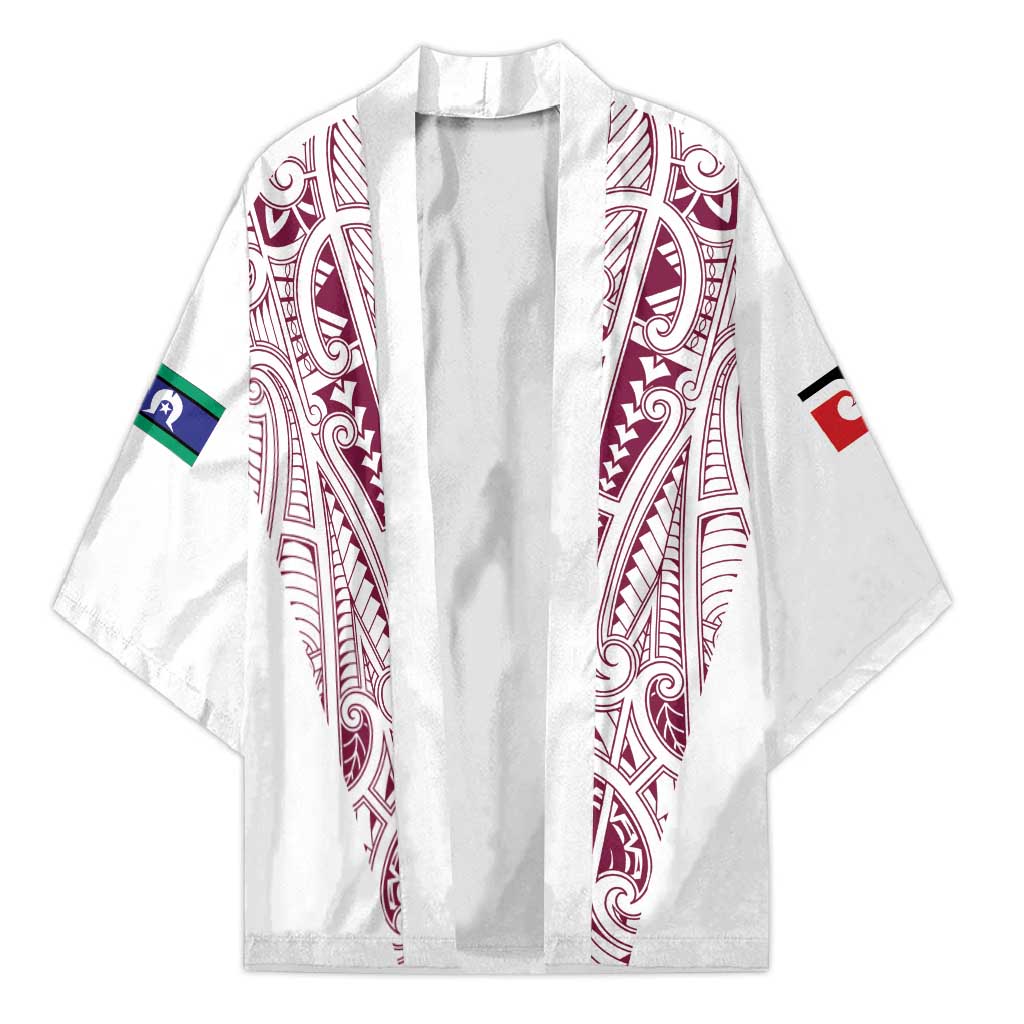 Queensland Maori Rugby Nga Hau e Wha Kimono White Motif LT9 Unisex White - Polynesian Pride