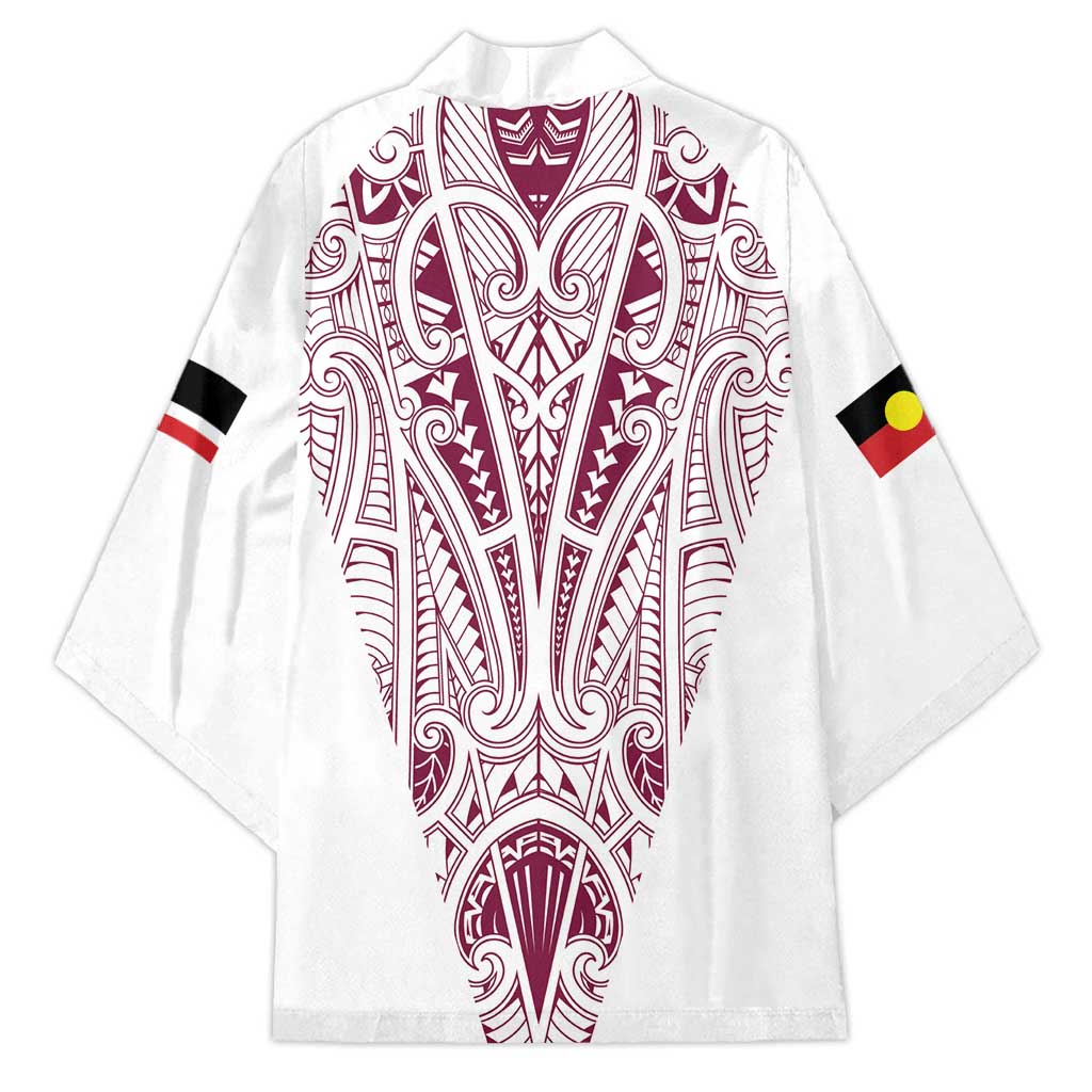 Queensland Maori Rugby Nga Hau e Wha Kimono White Motif LT9 - Polynesian Pride