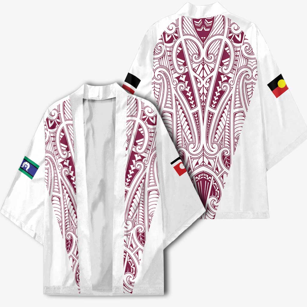 Queensland Maori Rugby Nga Hau e Wha Kimono White Motif LT9 - Polynesian Pride