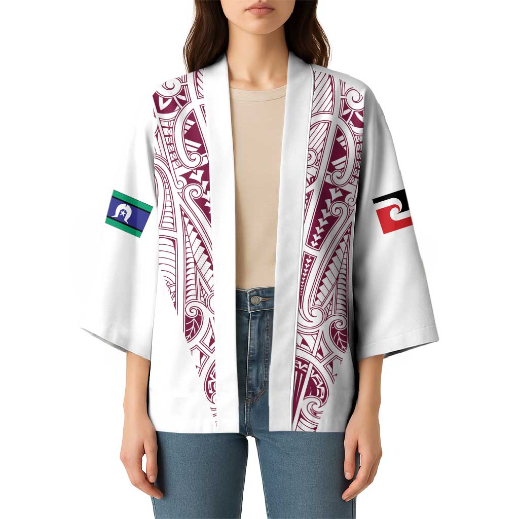 Queensland Maori Rugby Nga Hau e Wha Kimono White Motif LT9 - Polynesian Pride