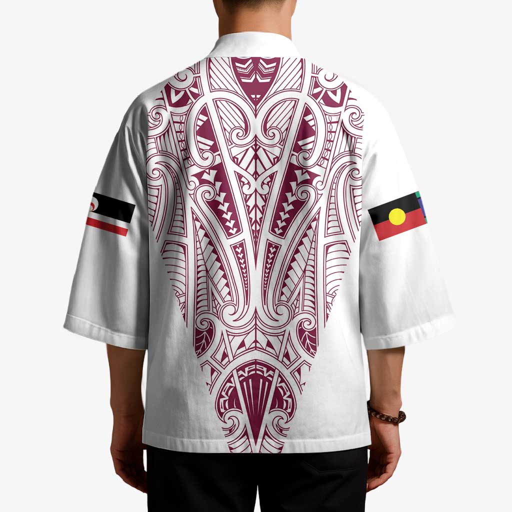 Queensland Maori Rugby Nga Hau e Wha Kimono White Motif LT9 - Polynesian Pride