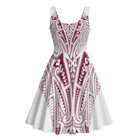 Queensland Maori Rugby Nga Hau e Wha Midi Dress White Motif LT9 - Polynesian Pride