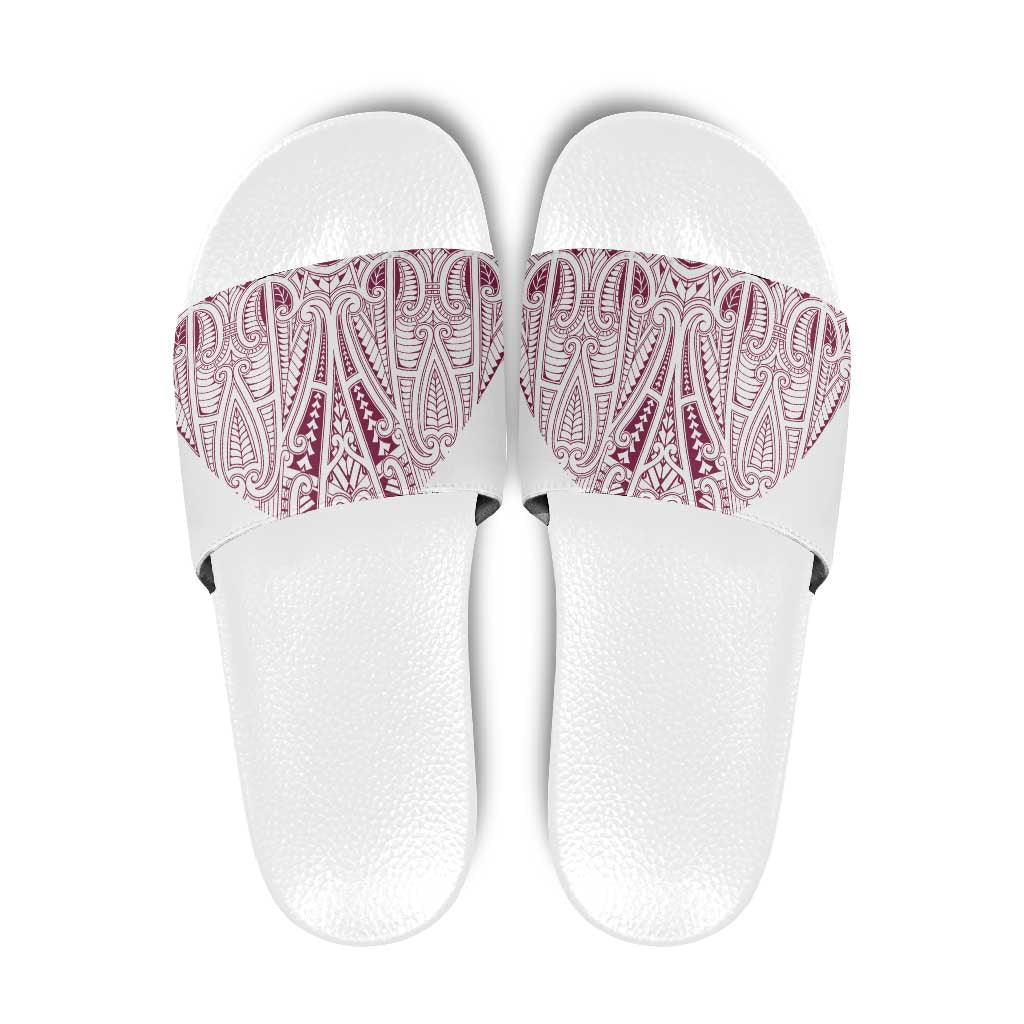 Queensland Maori Rugby Nga Hau e Wha Slide Sandals White Motif - Polynesian Pride