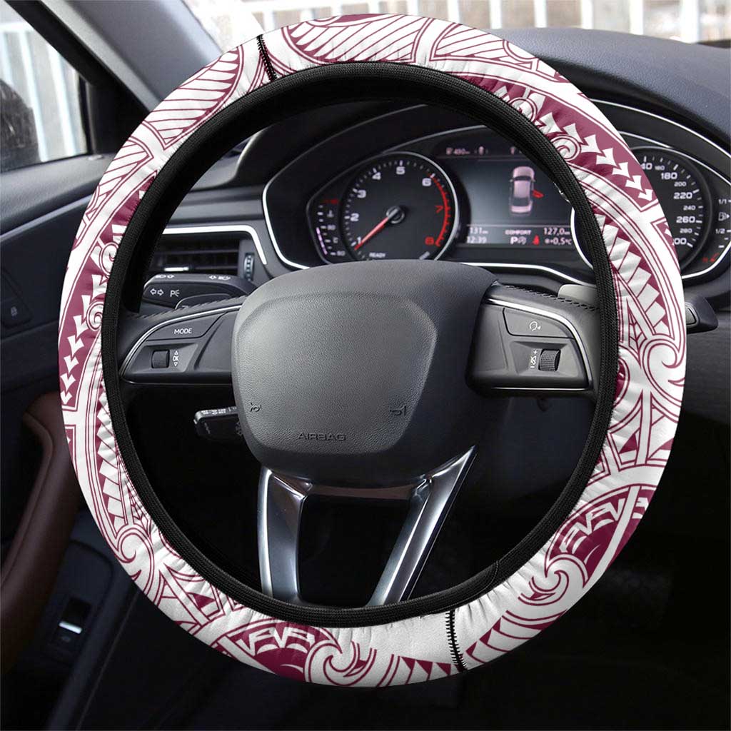 Queensland Maori Rugby Nga Hau e Wha Steering Wheel Cover White Motif LT9 - Polynesian Pride