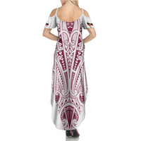 Queensland Maori Rugby Nga Hau e Wha Summer Maxi Dress White Motif LT9 - Polynesian Pride