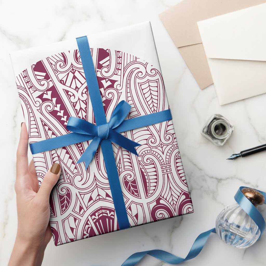 Queensland Maori Rugby Nga Hau e Wha Wrapping Paper White Motif - Polynesian Pride