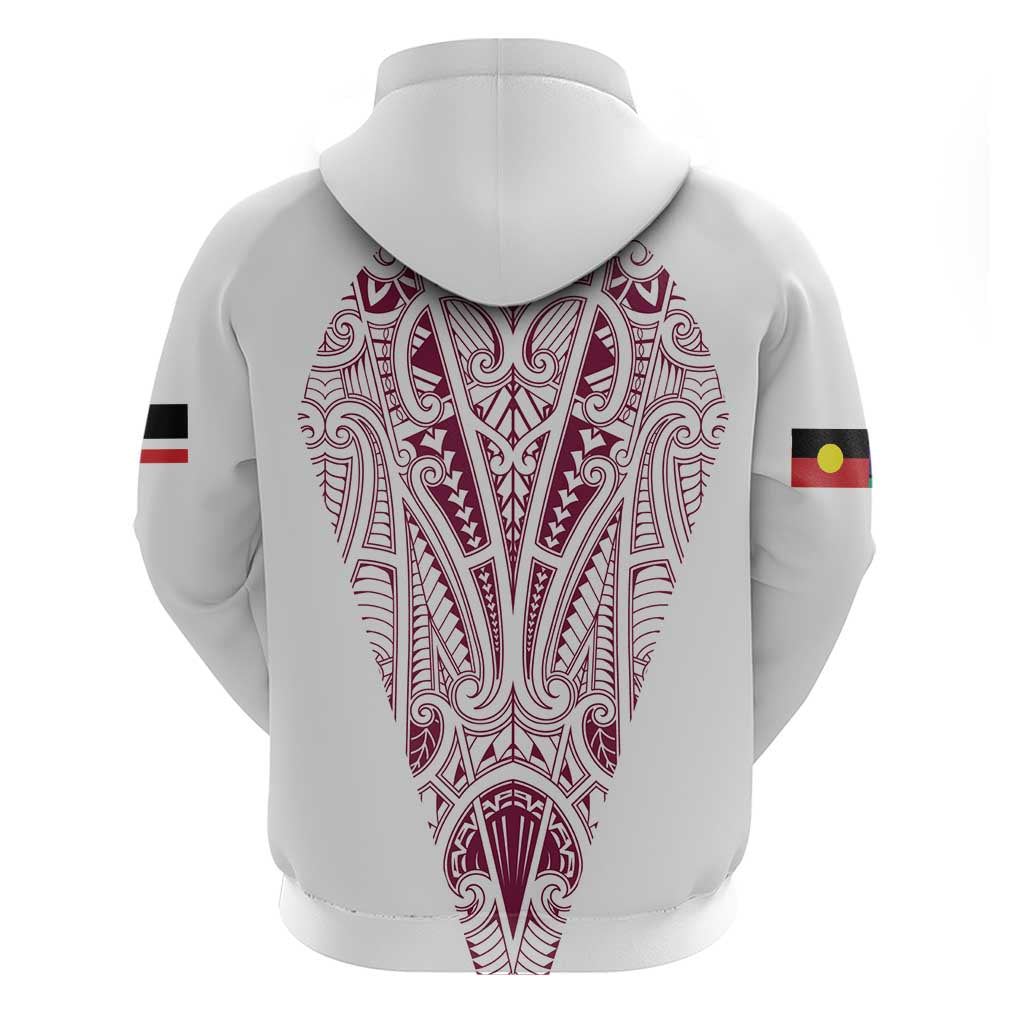 Queensland Maori Rugby Nga Hau e Wha Zip Hoodie White Motif LT9 - Polynesian Pride