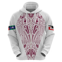 Queensland Maori Rugby Nga Hau e Wha Zip Hoodie White Motif LT9 - Polynesian Pride