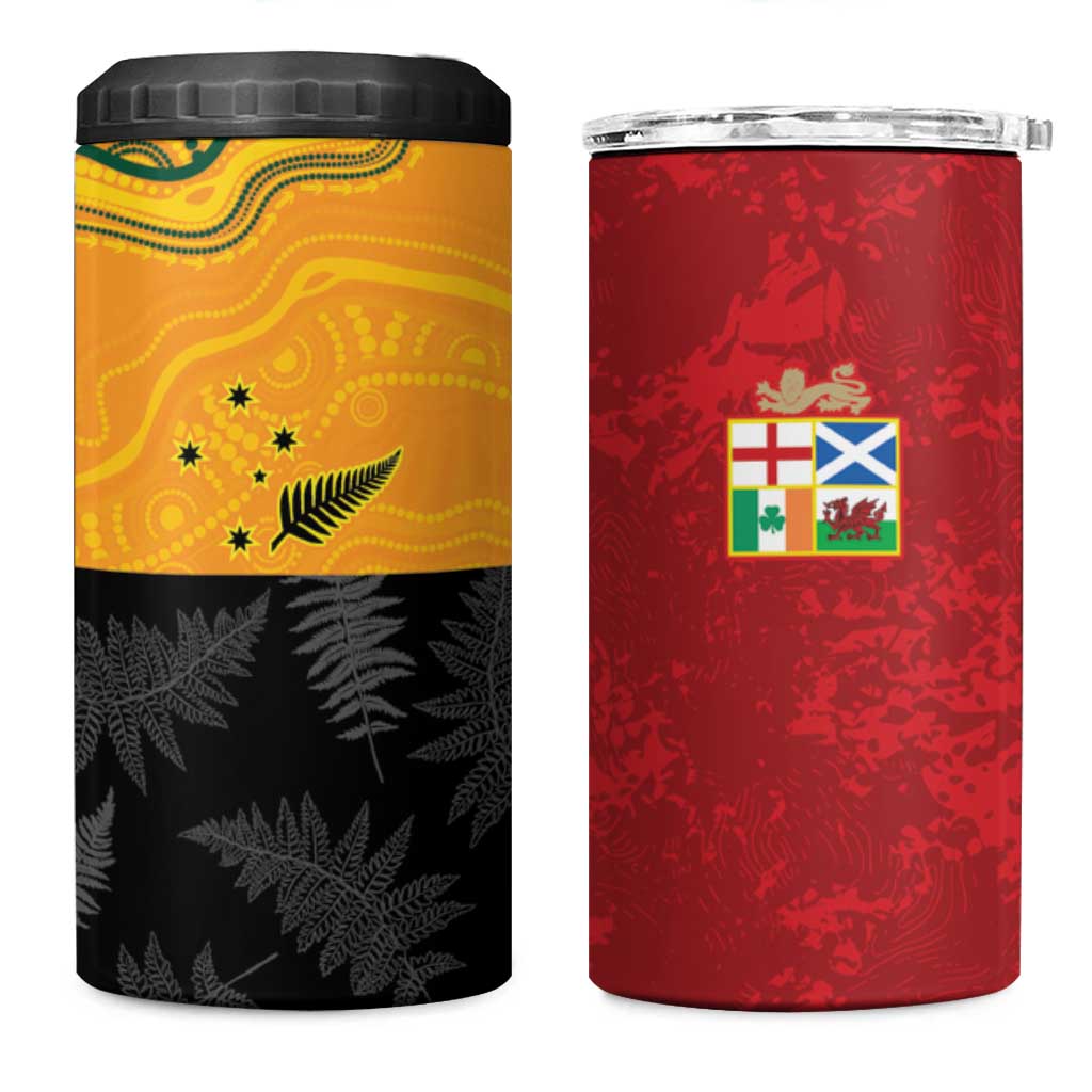 Custom British Lions-AUNZ 4 in 1 Can Cooler Tumbler Australia-New Zealand Indigenous Motif