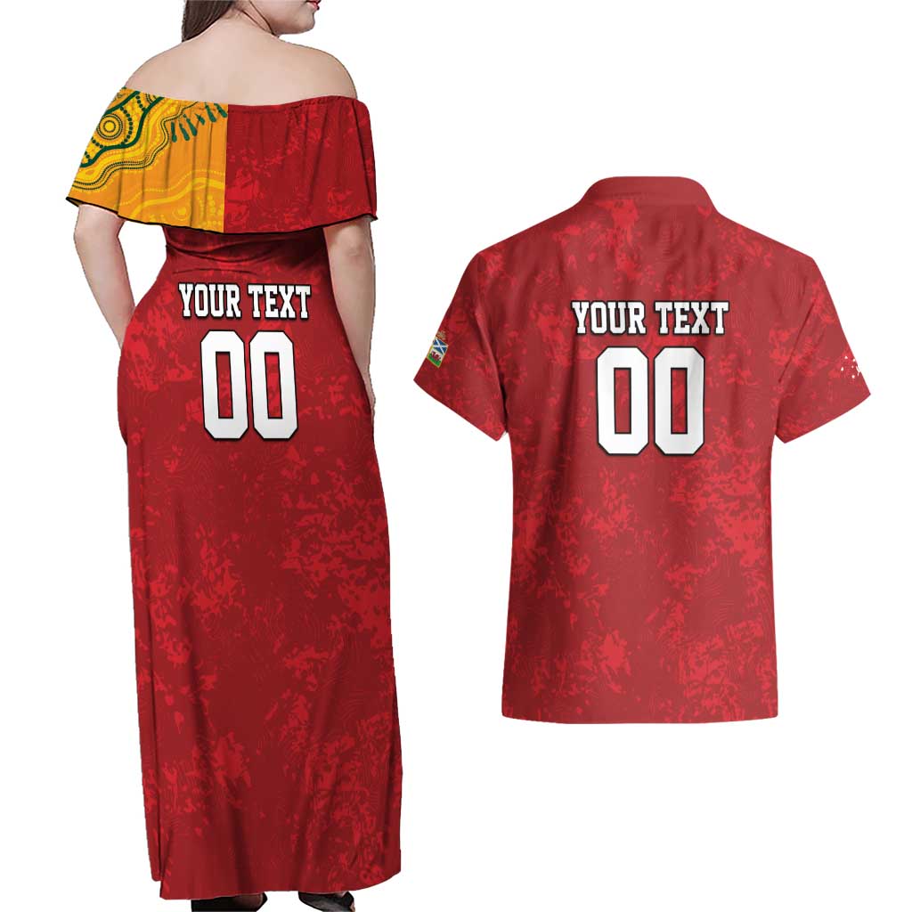 Custom British Lions-AUNZ Couples Matching Off Shoulder Maxi Dress and Hawaiian Shirt Australia-New Zealand Indigenous Motif LT9 - Polynesian Pride