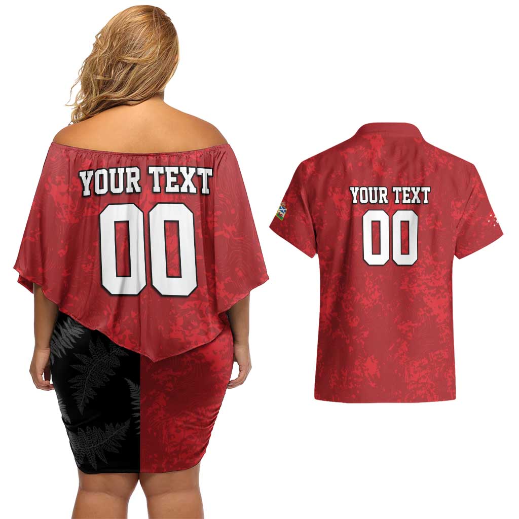 Custom British Lions-AUNZ Couples Matching Off Shoulder Short Dress and Hawaiian Shirt Australia-New Zealand Indigenous Motif LT9 - Polynesian Pride