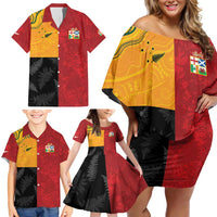 Custom British Lions-AUNZ Family Matching Off Shoulder Short Dress and Hawaiian Shirt Australia-New Zealand Indigenous Motif LT9 - Polynesian Pride
