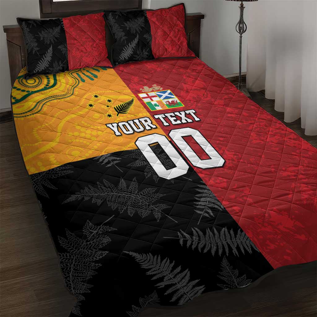 Custom British Lions-AUNZ Quilt Bed Set Australia-New Zealand Indigenous Motif LT9 Red - Polynesian Pride