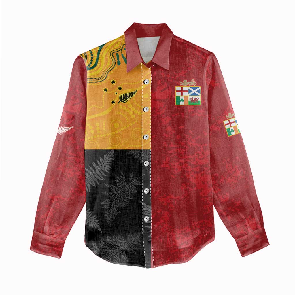Custom British Lions-AUNZ Women Casual Shirt Australia-New Zealand Indigenous Motif LT9 - Polynesian Pride