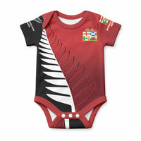Custom British Lions New Zealand Baby Onesie Half Black Fern LT9 Red - Polynesian Pride