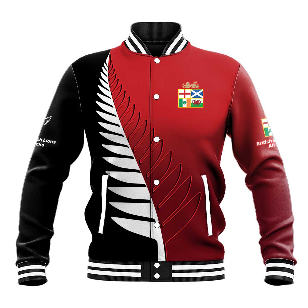 Custom British Lions New Zealand Baseball Jacket Half Black Fern