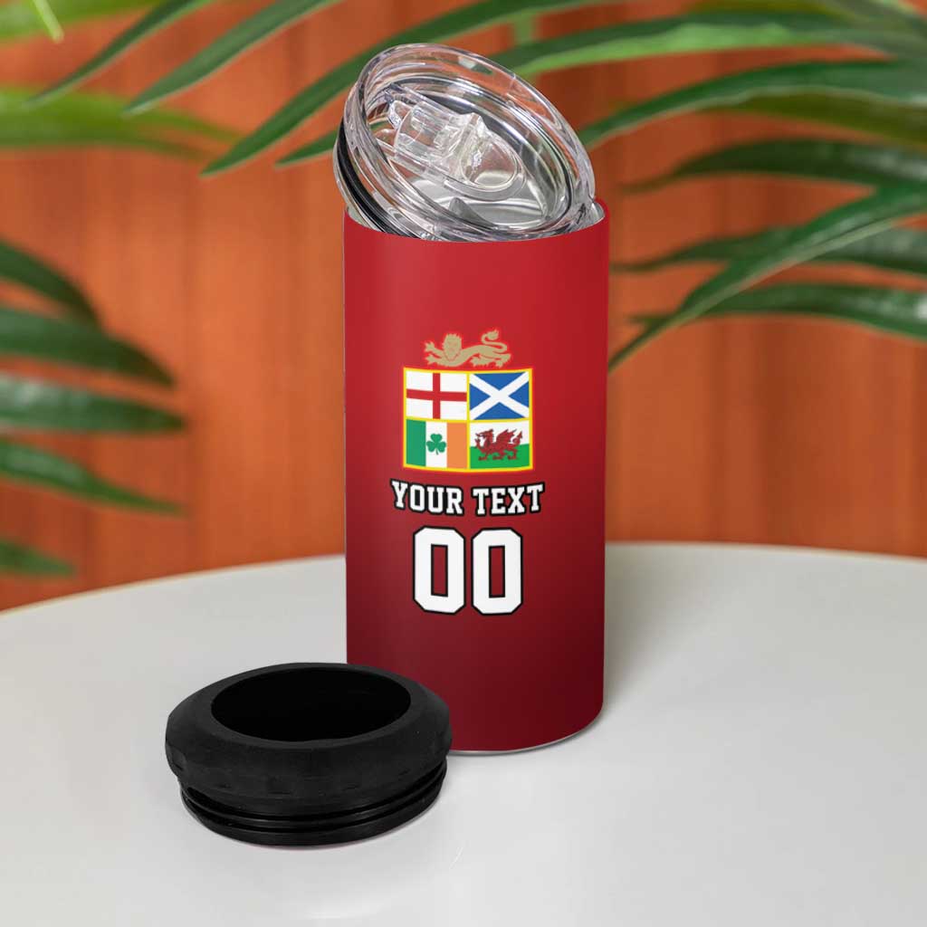 Custom British Lions New Zealand 4 in 1 Can Cooler Tumbler Half Black Fern