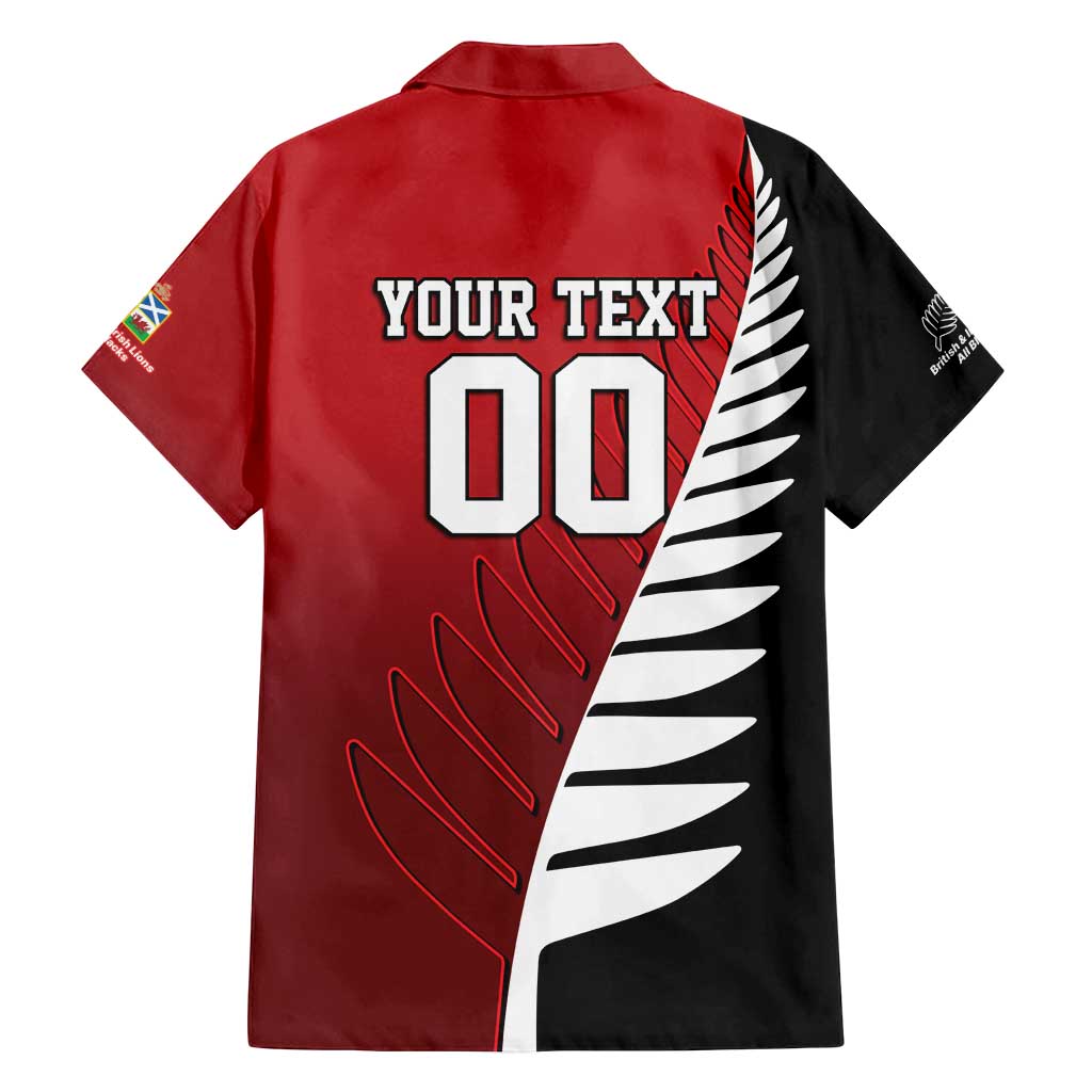 Custom British Lions New Zealand Family Matching Off Shoulder Maxi Dress and Hawaiian Shirt Half Black Fern