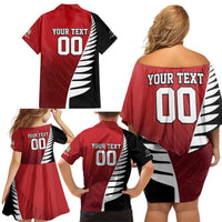 Custom British Lions New Zealand Family Matching Off Shoulder Short Dress and Hawaiian Shirt Half Black Fern LT9 - Polynesian Pride