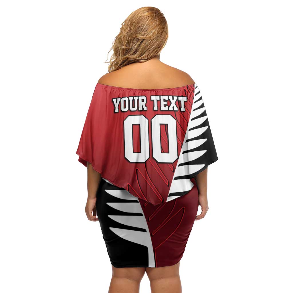 Custom British Lions New Zealand Family Matching Off Shoulder Short Dress and Hawaiian Shirt Half Black Fern LT9 - Polynesian Pride