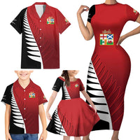 Custom British Lions New Zealand Family Matching Short Sleeve Bodycon Dress and Hawaiian Shirt Half Black Fern LT9 - Polynesian Pride