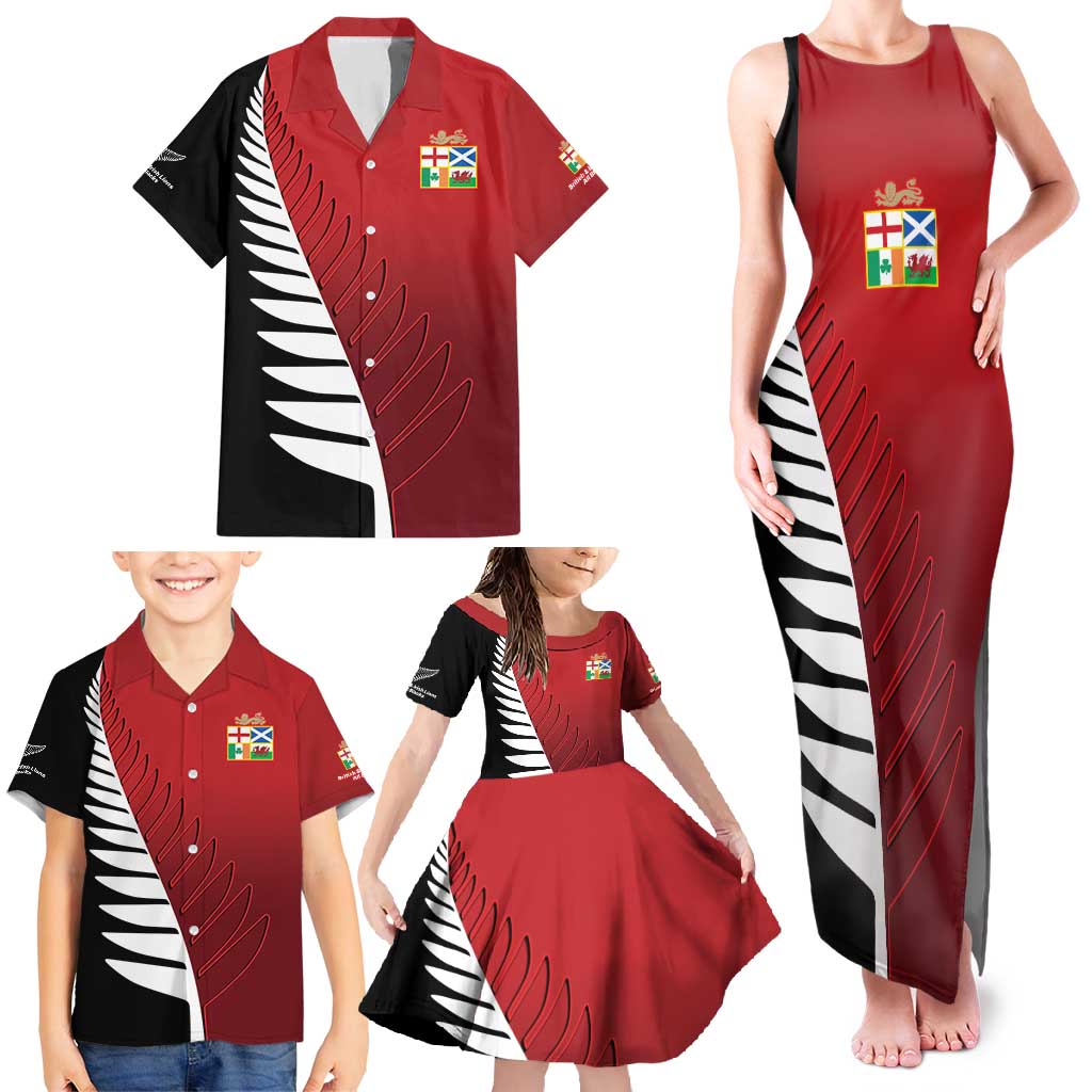 Custom British Lions New Zealand Family Matching Tank Maxi Dress and Hawaiian Shirt Half Black Fern LT9 - Polynesian Pride