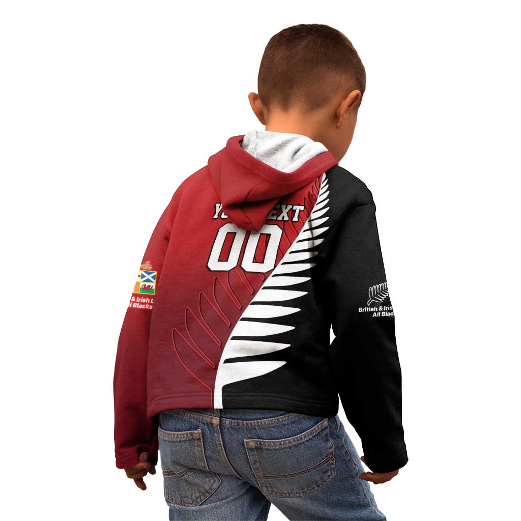 Custom British Lions New Zealand Kid Hoodie Half Black Fern