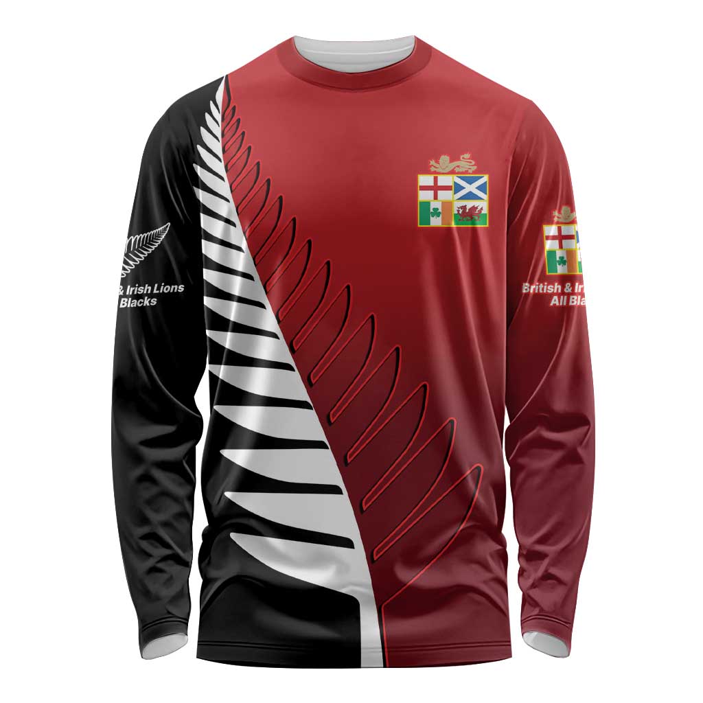 Custom British Lions New Zealand Long Sleeve Shirt Half Black Fern