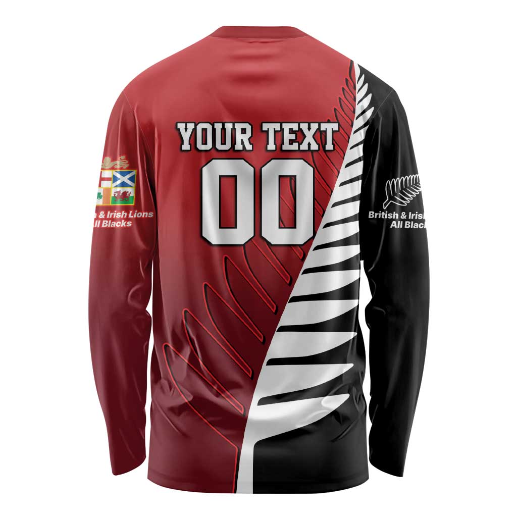 Custom British Lions New Zealand Long Sleeve Shirt Half Black Fern