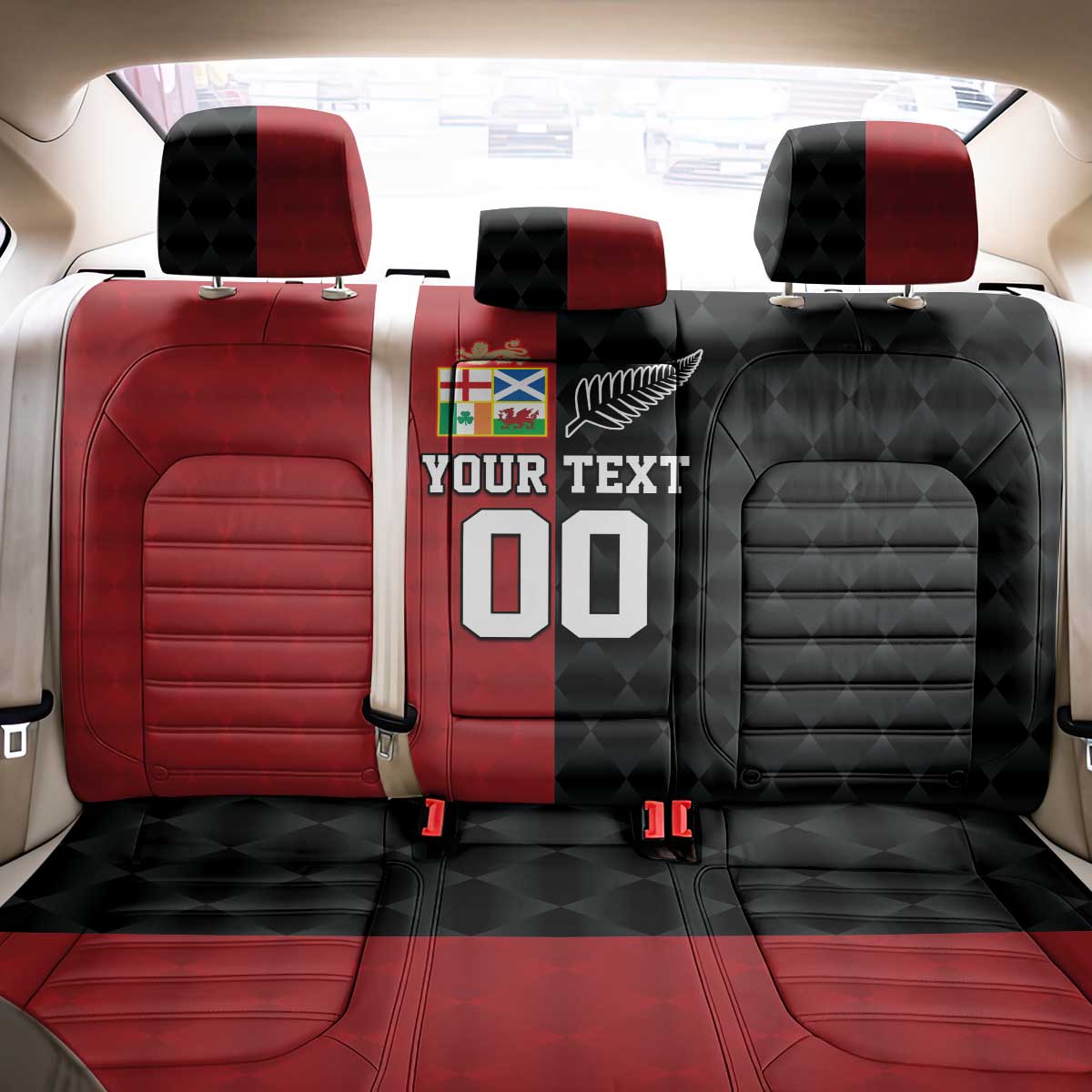 Custom British Lions New Zealand Back Car Seat Cover Sporty Style LT9 - Polynesian Pride