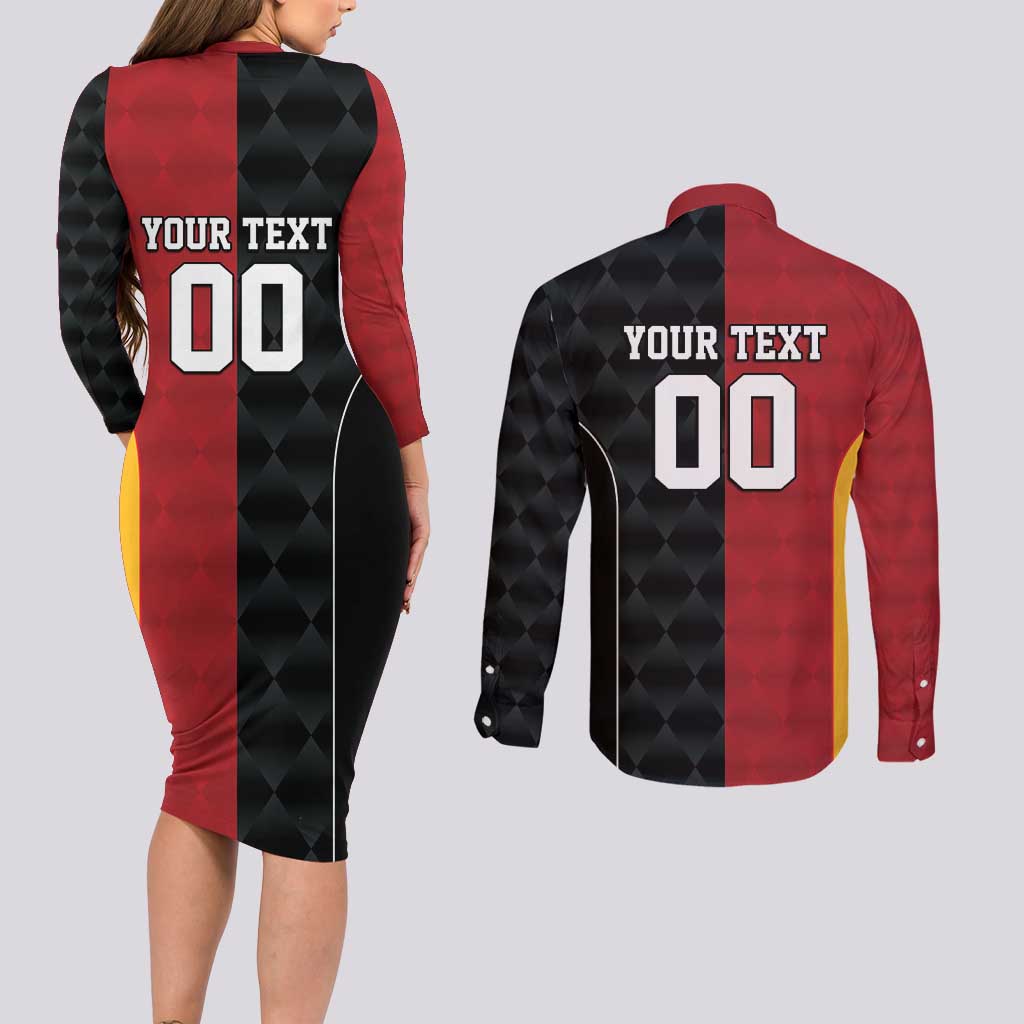 Custom British Lions New Zealand Couples Matching Long Sleeve Bodycon Dress and Long Sleeve Button Shirt Sporty Style