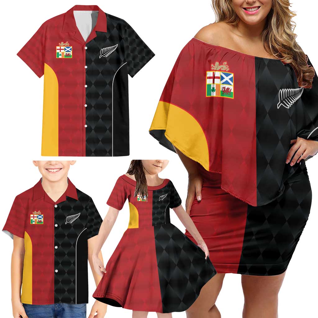 Custom British Lions New Zealand Family Matching Off Shoulder Short Dress and Hawaiian Shirt Sporty Style LT9 - Polynesian Pride