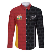 Custom British Lions New Zealand Family Matching Off Shoulder Short Dress and Hawaiian Shirt Sporty Style LT9 Dad's Shirt - Long Sleeve Black - Polynesian Pride