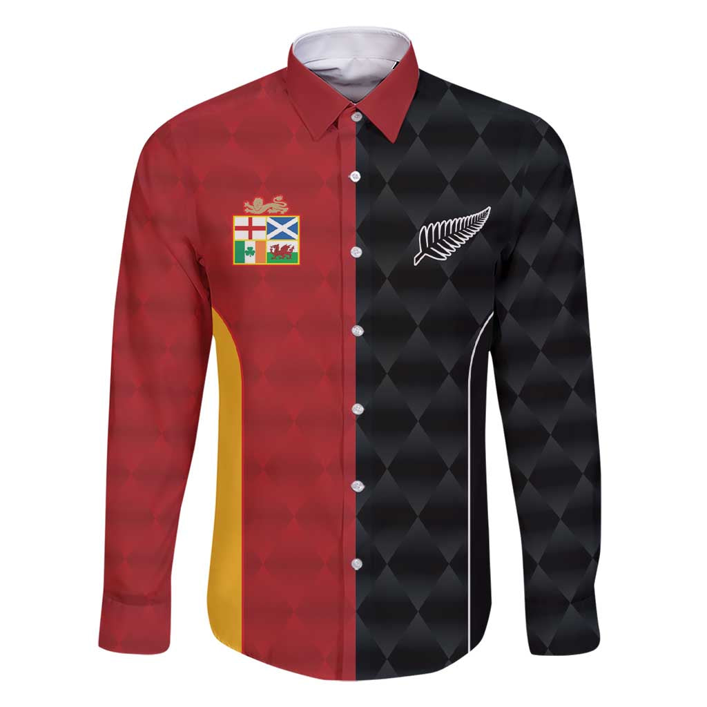 Custom British Lions New Zealand Family Matching Short Sleeve Bodycon Dress and Hawaiian Shirt Sporty Style LT9 Dad's Shirt - Long Sleeve Black - Polynesian Pride