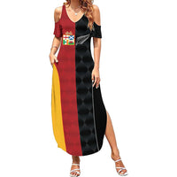 Custom British Lions New Zealand Family Matching Summer Maxi Dress and Hawaiian Shirt Sporty Style LT9 Mom's Dress Black - Polynesian Pride
