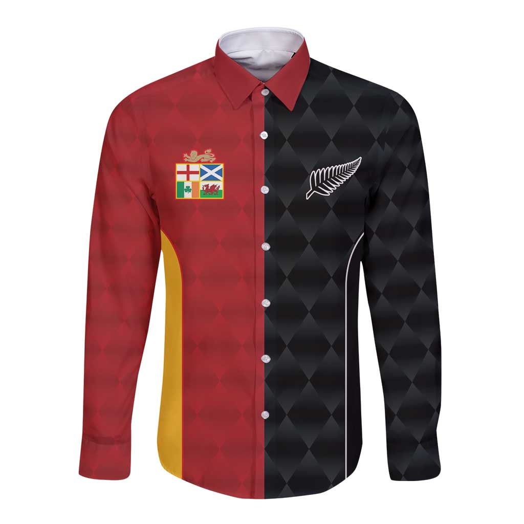 Custom British Lions New Zealand Long Sleeve Button Shirt Sporty Style