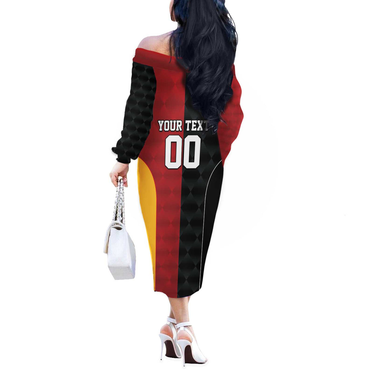Custom British Lions New Zealand Off The Shoulder Long Sleeve Dress Sporty Style