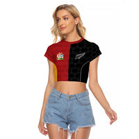 Custom British Lions New Zealand Raglan Cropped T Shirt Sporty Style
