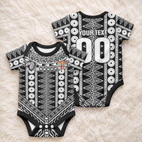 Fiji Custom Rugby National Heritage Baby Onesie Black Traditional Masi Inspired LT9 - Polynesian Pride