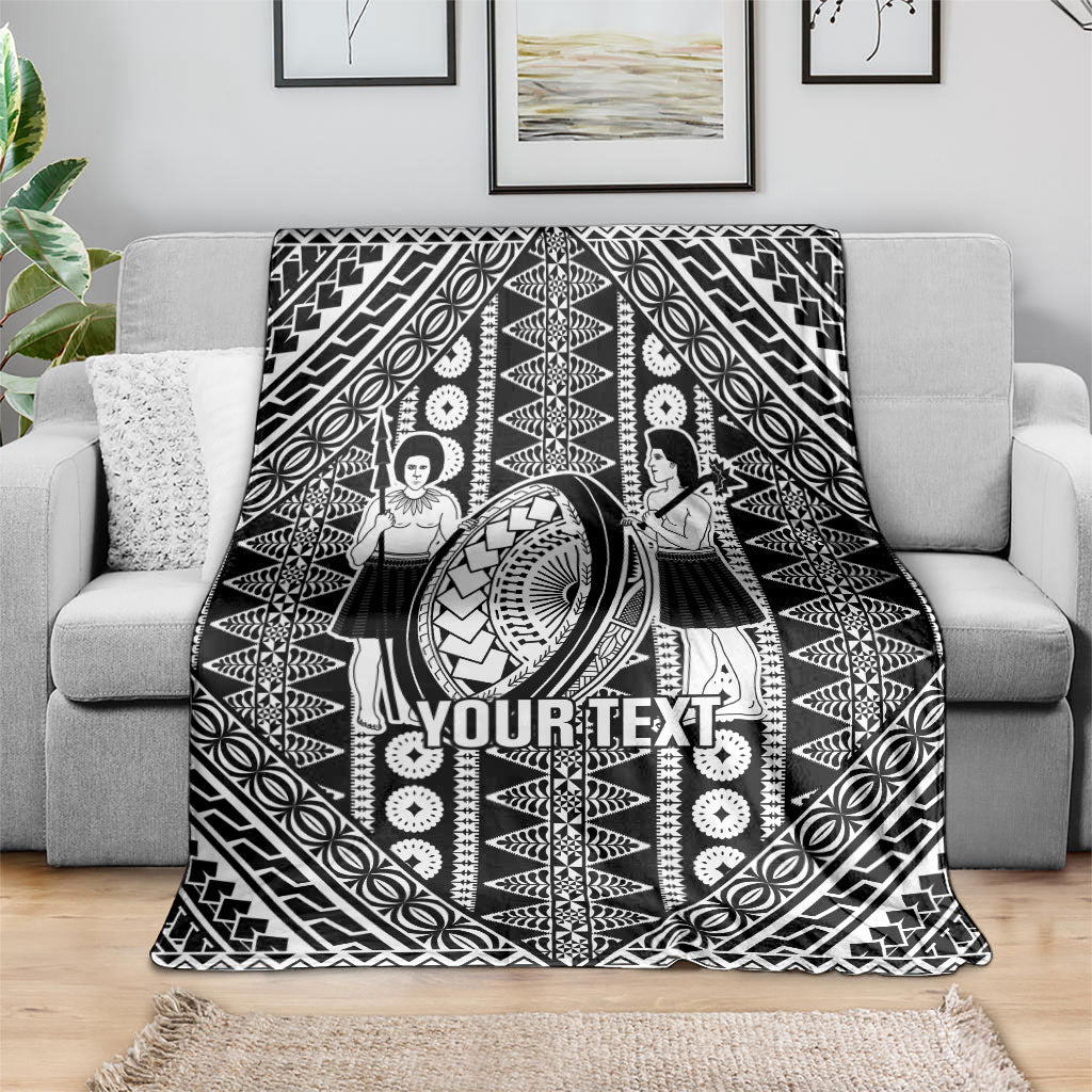 Fiji Custom Rugby National Heritage Blanket Black Traditional Masi Inspired