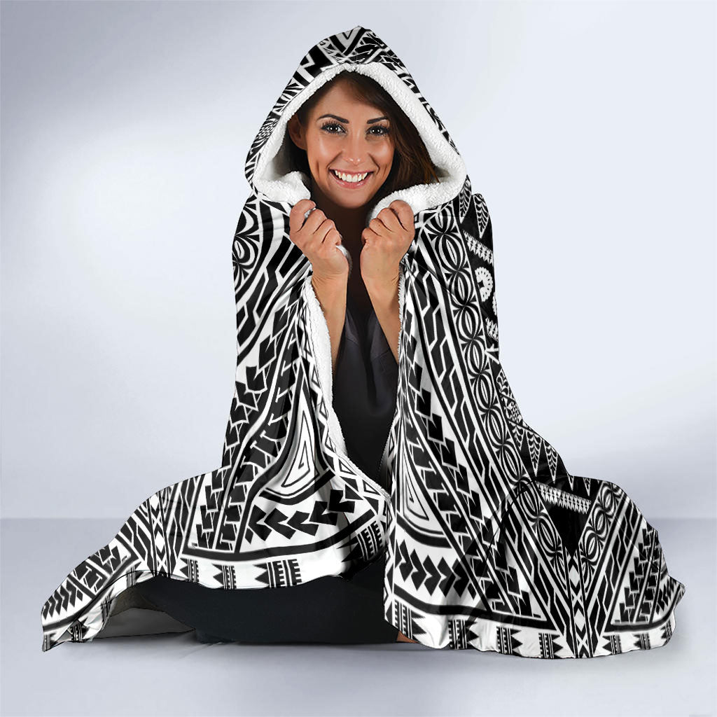 Fiji Custom Rugby National Heritage Hooded Blanket Black Traditional Masi Inspired