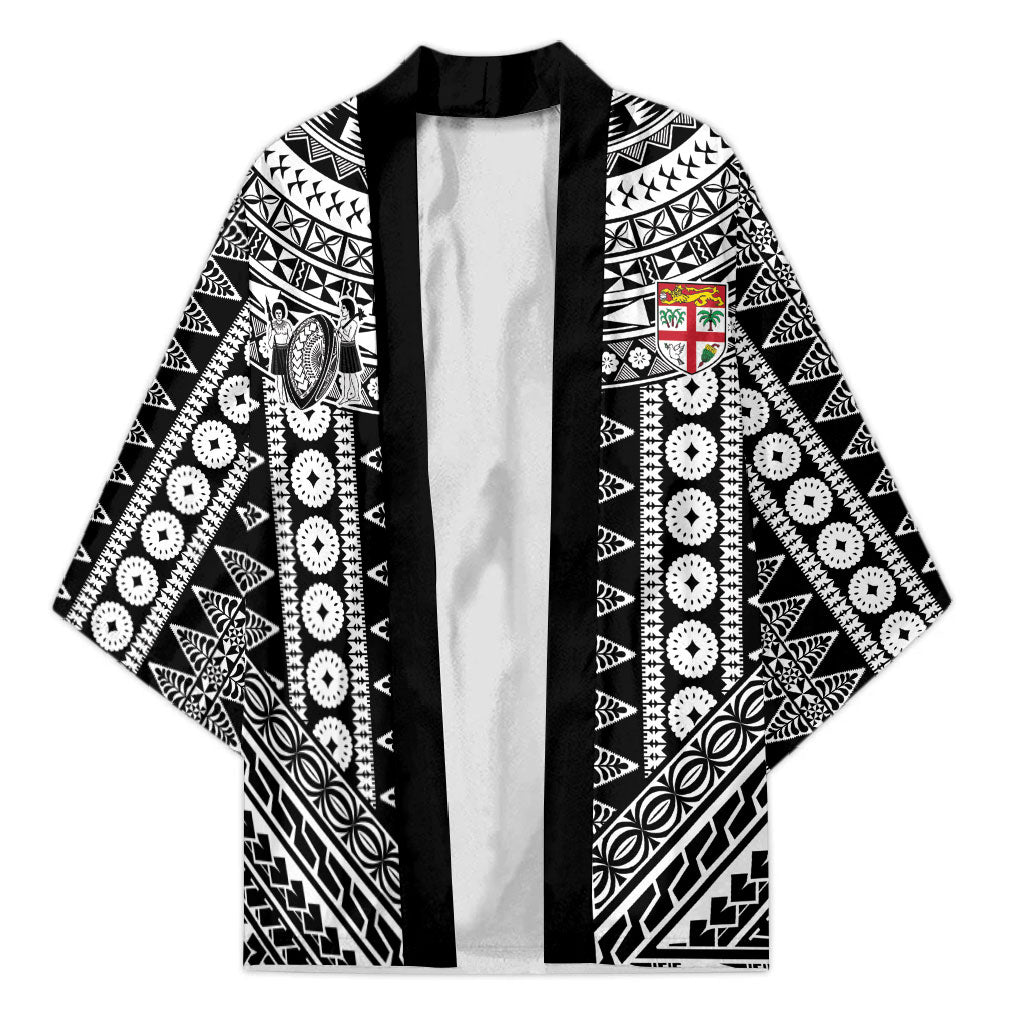 Fiji Custom Rugby National Heritage Kimono Black Traditional Masi Inspired