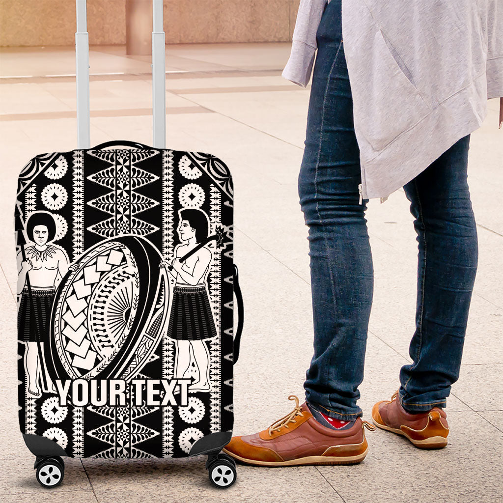 Fiji Custom Rugby National Heritage Luggage Cover Black Traditional Masi Inspired LT9 Black - Polynesian Pride