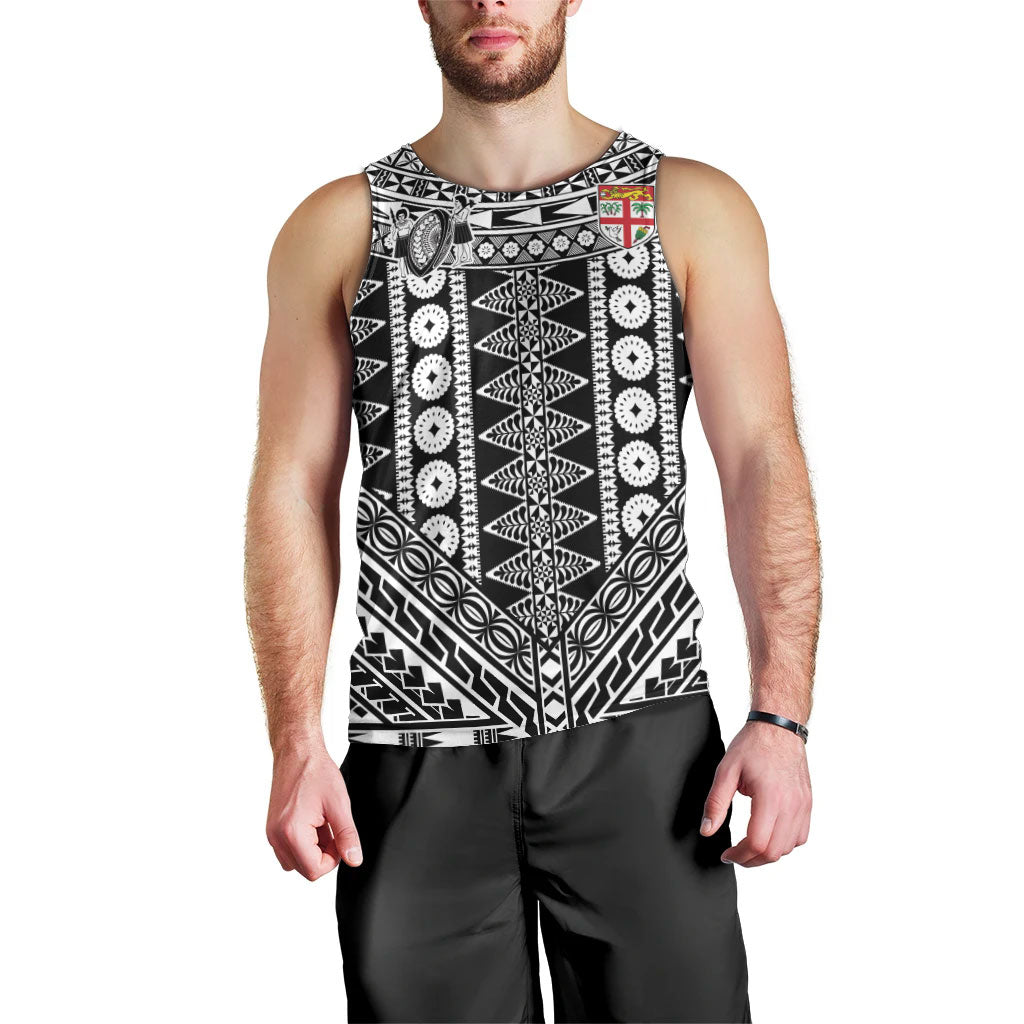 Fiji Custom Rugby National Heritage Men Tank Top Black Traditional Masi Inspired