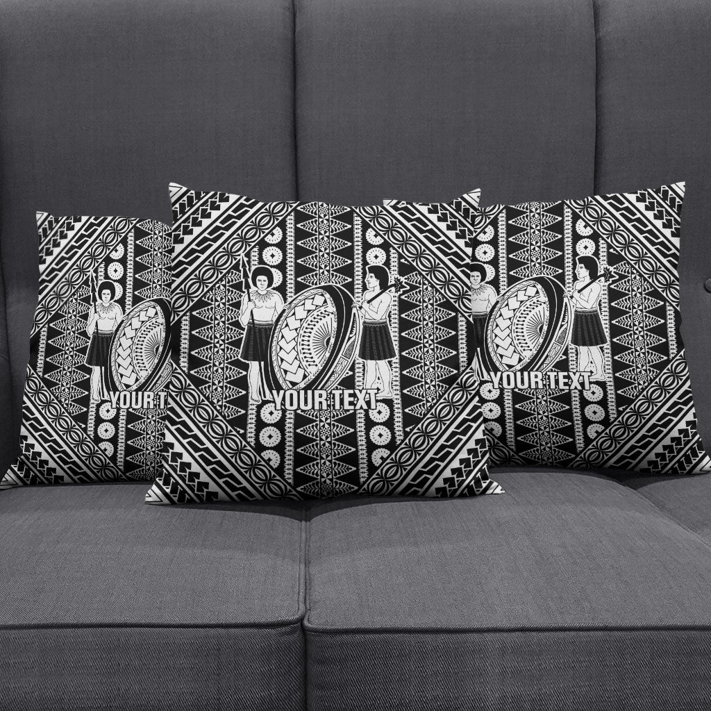 Fiji Custom Rugby National Heritage Pillow Cover Black Traditional Masi Inspired