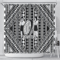 Fiji Custom Rugby National Heritage Shower Curtain Black Traditional Masi Inspired