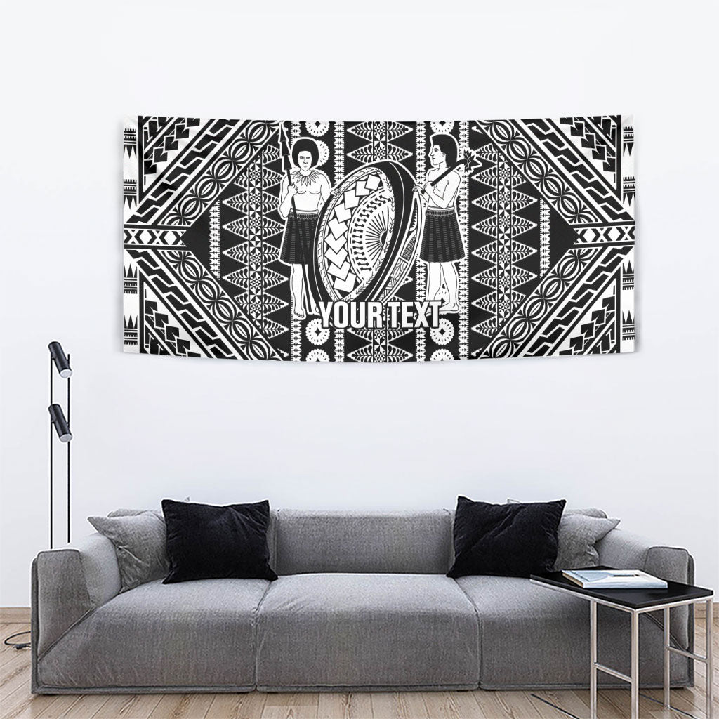 Fiji Custom Rugby National Heritage Tapestry Black Traditional Masi Inspired